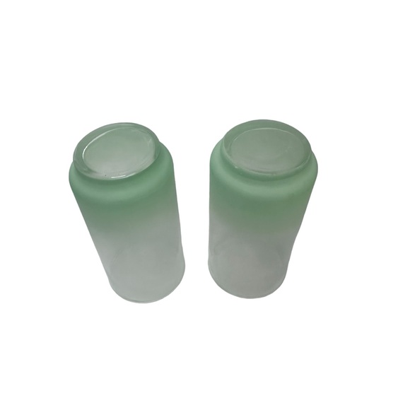 MCM Frosted Blendo Ombre Frosted Cups Libbey Glass Tumbler 2pc Drink Set Green - Picture 6 of 8